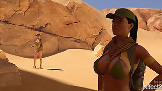 Lesbian futanari threesome adventure..