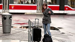 Dude helps her with her luggage and..