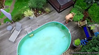 My nudist stepmom in our garden