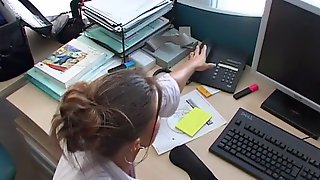 Secretary knows how to please her boss