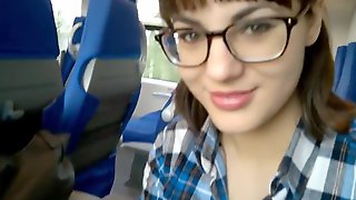 Public blowjob swallow on train