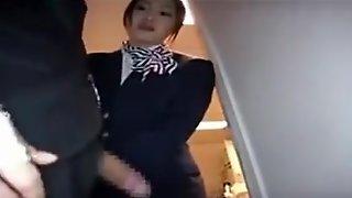 Japanese stewardess lends a hand